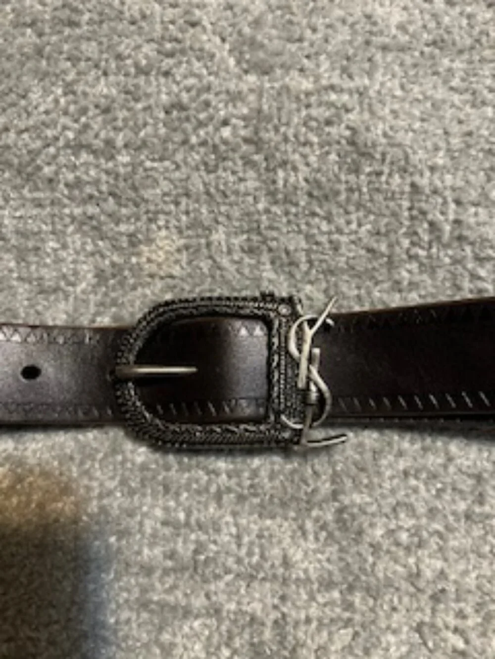 Authentic Almost New Black Yves Saint Laurent YSL With Silver Buckle 90cm. - Picture 4 of 7